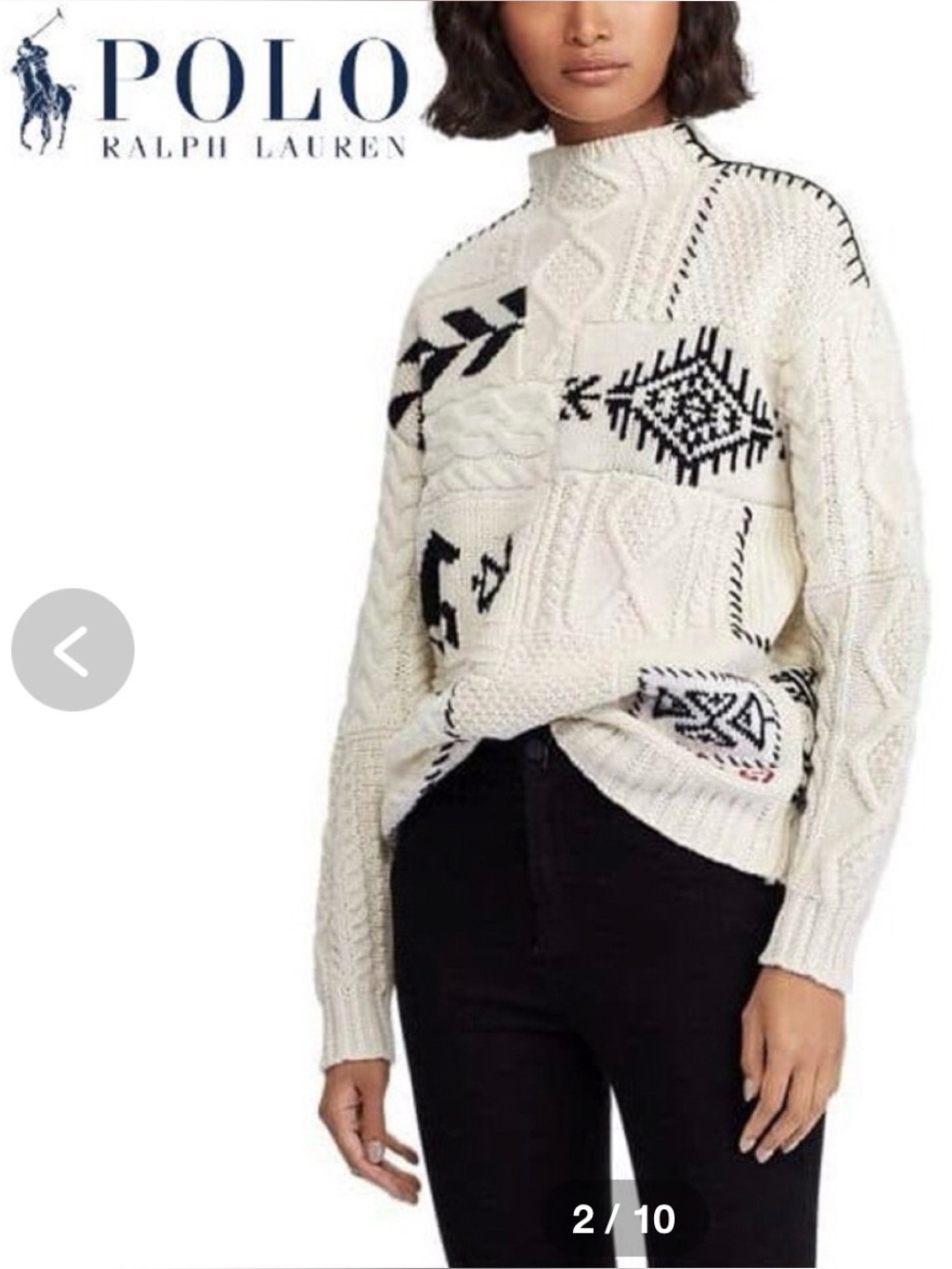 Polo Ralph Lauren 50th Anniversary Patchwork Mock Neck Sweater RL67, Wool Blend